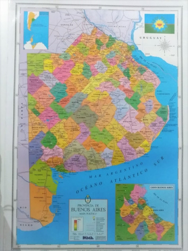 Mapa Provincia Bs. As. Político Mural Laminado Envarillado