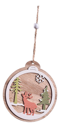 5 Xmas Tree Wooden Hanging Pendants Handmade For Holiday Elk