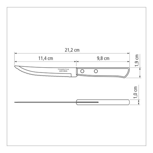 Imagen 2 de 7 de Set Juego 3 Cuchillos Acero Inox Asado Polywood Tramontina