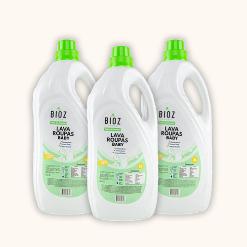 Kit 3x: Lava Roupas Biodegradável Baby Bioz Green 3l