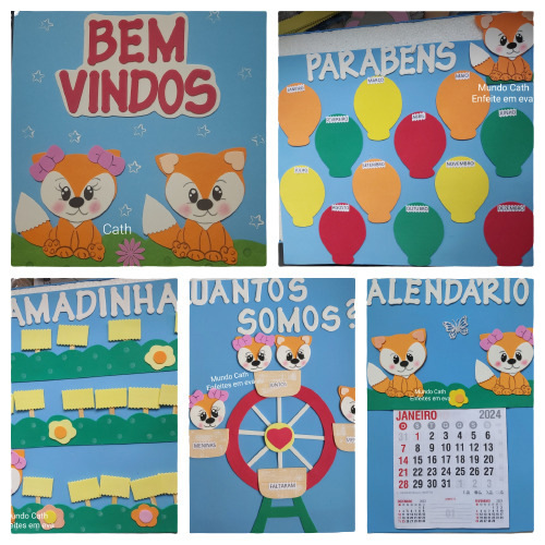 5 Cartaz Sala Aula Escola Eva Raposa 5e Decoração Painel