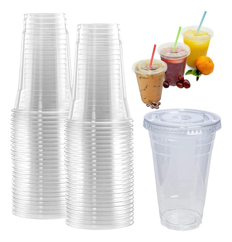 100 Juegos De Vasos De Plástico Transparente De 14 Oz Con Ta