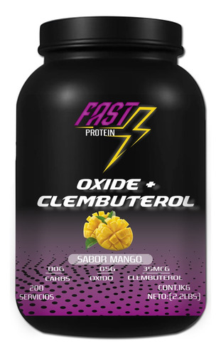 Óxido Nítrico + Clembuterol Fast Suplement 1kg 200 Serv Mango