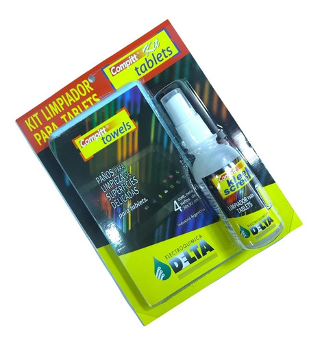 Kit Limpieza Tablet Celular Lcd Spray 60 Cc + 4 Paños Delta