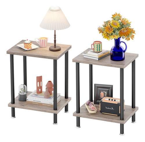 Mesa De Noche Buró Para Recámara Mesa Auxiliar Apilable