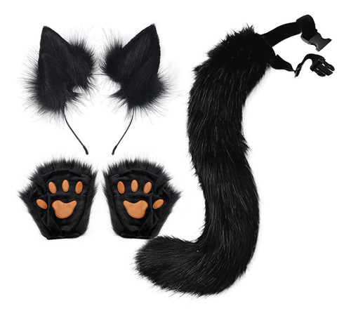 Ears Tail Cosplay Props Kit Para Halloween Fiesta De Negro