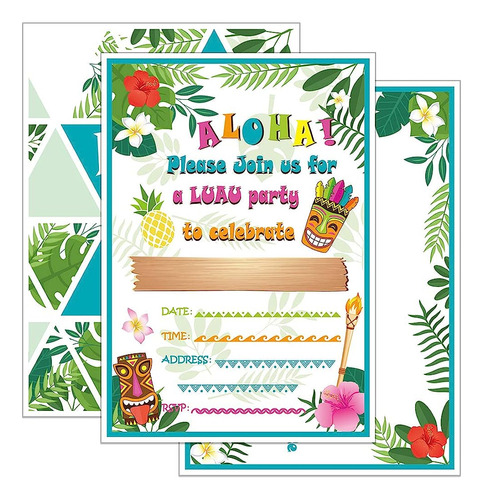 Wernnsai Hawaiian Aloha Luau Party Invitations With Envelope