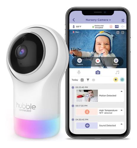 Hubble Connected Nursery Pal Glow Babá Eletrônica C/ App