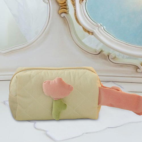 Bolsa De Maquillaje De Tulipán, Bolsa Mango Lateral Beige