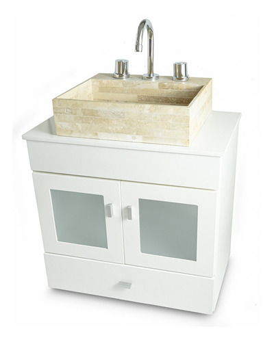 Imagen 3 de 10 de Bacha Travertino Apoyo + Griferia Lavatorio Hydros Oferta