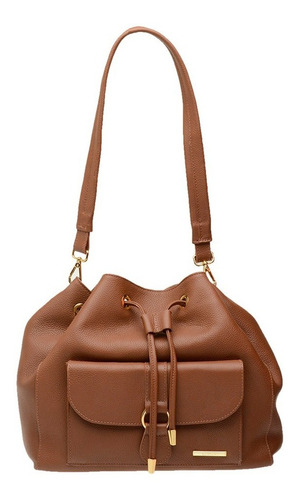 Bolsa Feminina Estilo Saco Em Couro Legitimo Sifra Cor Floter camel
