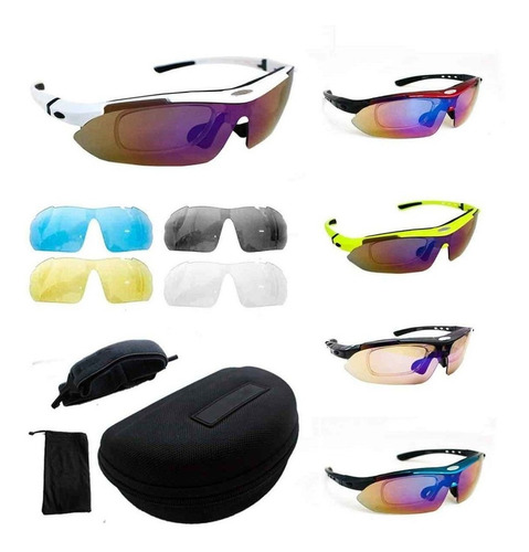 Kit Óculos Ciclismo Bike 5 Lentes Polarizado Suporte Grau