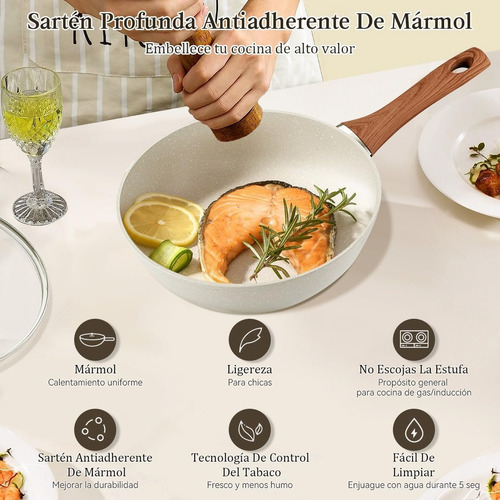Juego De Sartenes Antiadherente Con Tapas, Set De Cocina 6pz