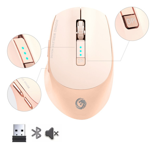 Mouse Inalámbrico Bluetooth Recargable Ergonomía 2.4g 3modos