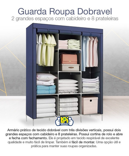 Imagem 3 de 7 de Guarda Roupa Dobrável Organizador Roupa Melhor Preço Loi