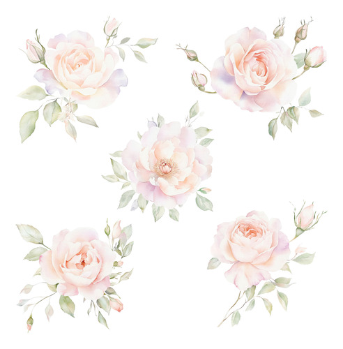 Kit Imagenes Png Clipart Flores Rosas En Acuarela Fiestas