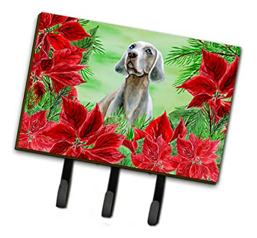 Gancho De Pared Weimaraner Con Flores De Pascua