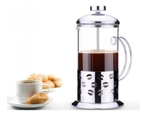 Imagen 2 de 8 de Tetera Cafetera De Vidrio Francesa 350ml Acero Inoxidable.
