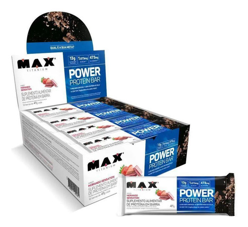 Power Protein Bar 12un X 41g Morango Fonte De Proteinas