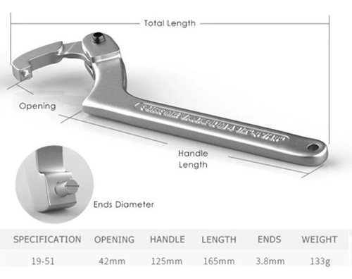 Llave De Media Luna Ajustable Multifuncional De 19 A 51 Mm,