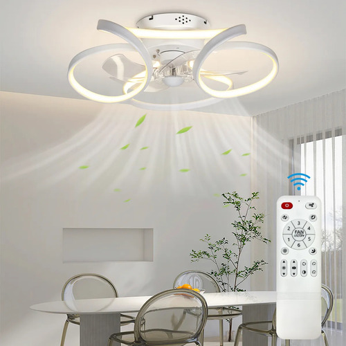 Ventilador De Techo Con 14in Aspas Led Con Luz Ajustable 60 M 50 Blanco Plástico 6