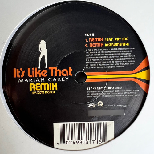 Mariah Carey - It's Like That (remix) - 12'' Single Vinil Us