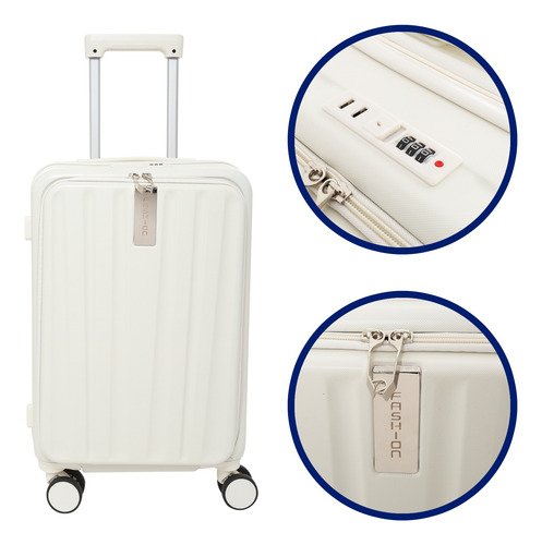 Maleta Chica Travel Mano Abs Tsa 4 Ruedas Resistente Avion Blanco Fashion