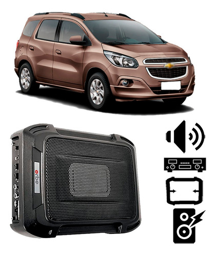 Caixa Amplificada Chevrolet Spin 2012 A 2023 350w Rms Slim