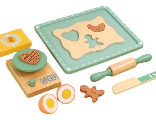 Juguete De Repostería 10pzs De Madera, Estilo Montessori