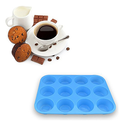 Homedge Molde Para Muffins De Silicona De 12 Tazas, Paquete