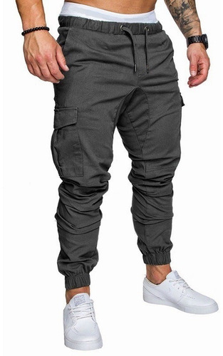 Joggers Pantalon Jeans Ajustado Elasticado Cargo De Varon