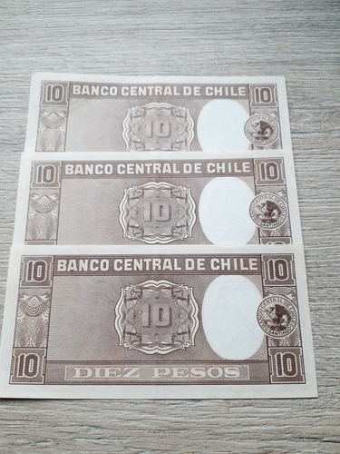 Imagen 2 de 3 de Billetes 10 Pesos 1 Condor Correlativos Manuel Bulnes
