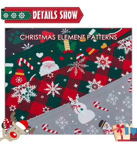Bandana Para Perro Scenereal Christmas, Paquete De 4, Suave