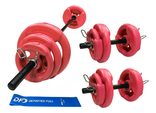 Imagen 1 de 1 de Barra + Mancuernas + 24 Kg En Discos Con Manija Body Pesa Df