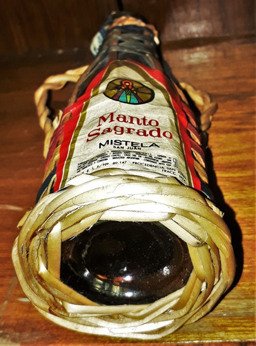 Botellita Miniatura Mimbre Asas Vino Mistela Manto Sagrado (Usado)