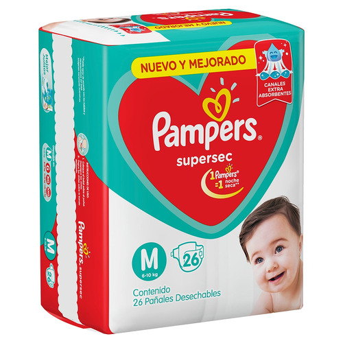 Imagen 3 de 3 de Pañales Pampers Supersec M 26 u