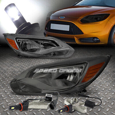 Pair Smoked Housing Amber Side Headlight+6000k Hid Led B Oad