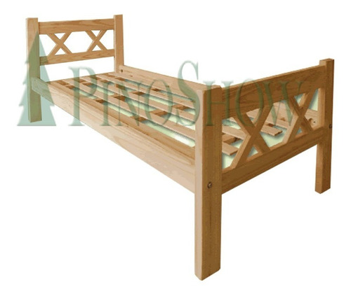 Cama 1 Plaza De Pino Macizo Modelo Cruz - Pinoshow