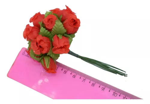 Mini Rosa Artificial - Pacote De 144 - Amarela
