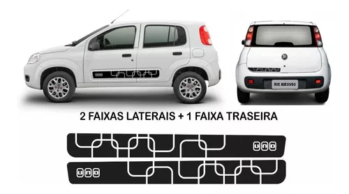 Kit Adesivo Fiat Uno Faixa Lateral Capo E Tras Carro Imp335