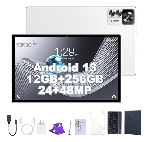 10.1 Tablet Android 13, 12gb+256gb Memoria Ram, Con Tec 5g