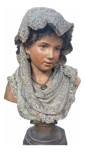 Importante Figura Antigua Busto De Mujer En Terracota