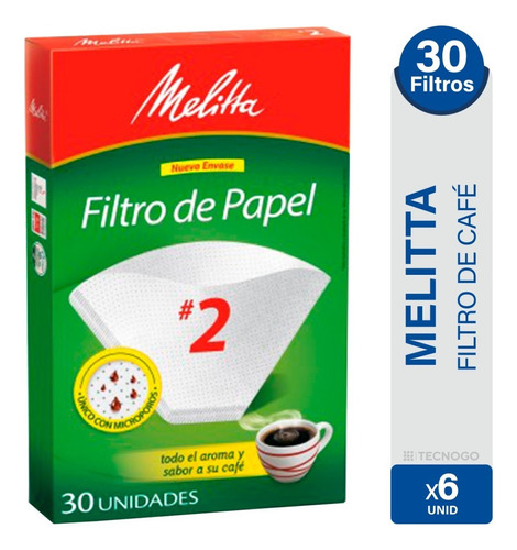 Filtros De Papel N2 Melitta Cafetera X30 Unidades Pack X6