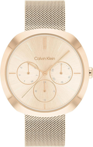 Reloj Calvin Klein Carnation Gold Mesh Para Mujer - Multifun