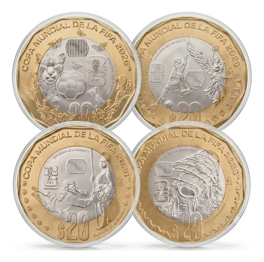 Lote 4 Monedas Conmemorativas Mexico Mundial 2026 Sin Circular Con Capsula