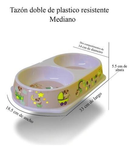 Tazon Comedero Doble De Melamina Para Perros De Razas Toy Color Coral claro