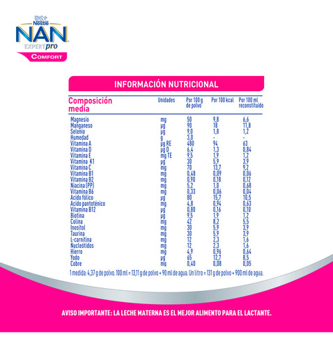 Leche Nan Comfort 800g Tarro Fórmula Infantil