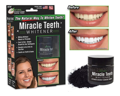 Blanqueador Dental Miracle Carbon Coco Natural Envio Gratis
