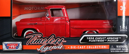 1958 Chevy Apache Fleetside Motormax Diecast Escala 1:24