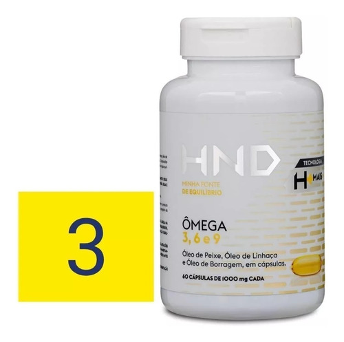 3 Frascos Omega 3,6,e 9 Hnd Hinode 60 Capsulas Cada